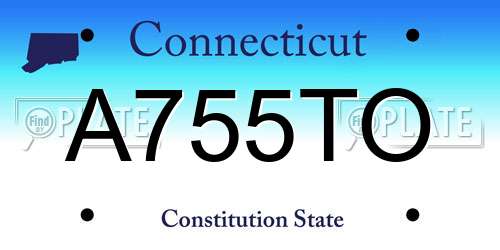 A755TO Connecticut License Plate