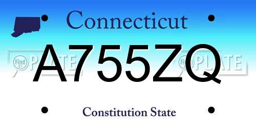 A755ZQ Connecticut License Plate