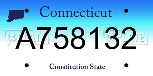A758132 Connecticut License Plate