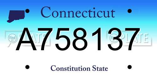 A758137 Connecticut License Plate