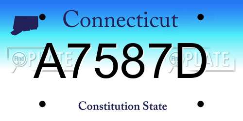 A7587D Connecticut License Plate