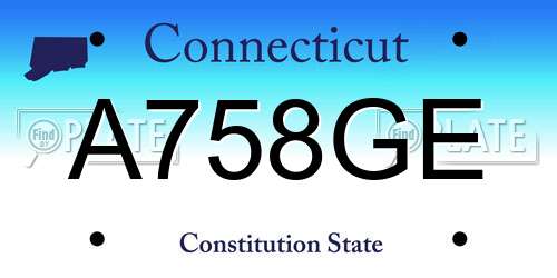 A758GE Connecticut License Plate