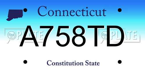 A758TD Connecticut License Plate