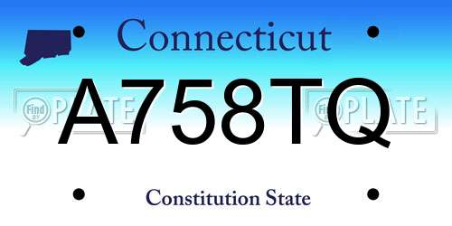A758TQ Connecticut License Plate