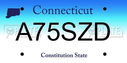 A75SZD Connecticut License Plate