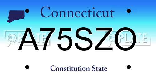 A75SZO Connecticut License Plate