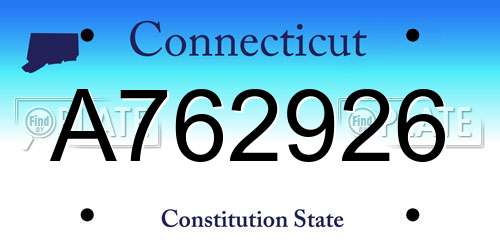 A762926 Connecticut License Plate