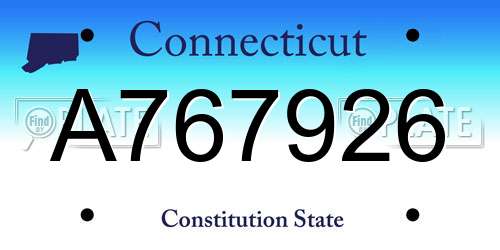 A767926 Connecticut License Plate