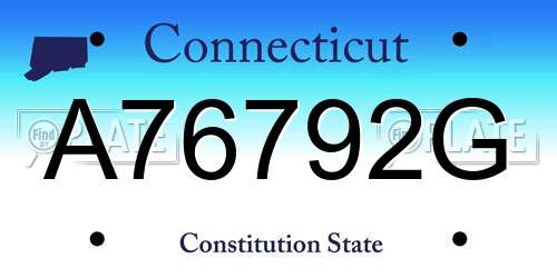 A76792G Connecticut License Plate