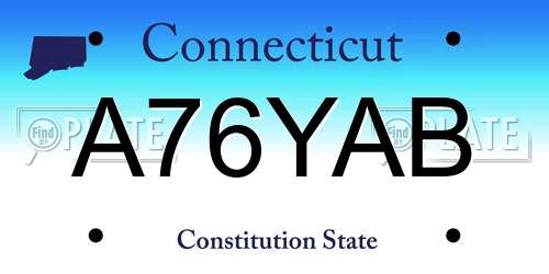 A76YAB Connecticut License Plate