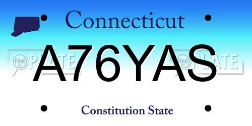 A76YAS Connecticut License Plate