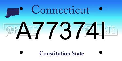 A77374I Connecticut License Plate