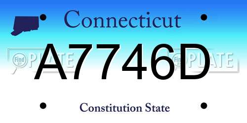 A7746D Connecticut License Plate