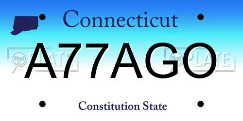 A77AGO Connecticut License Plate