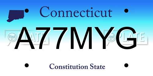 A77MYG Connecticut License Plate