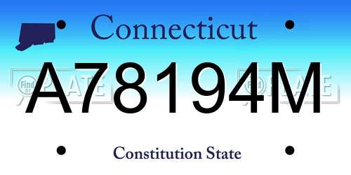 A78194M Connecticut License Plate