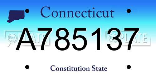 A785137 Connecticut License Plate