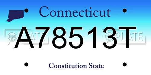 A78513T Connecticut License Plate