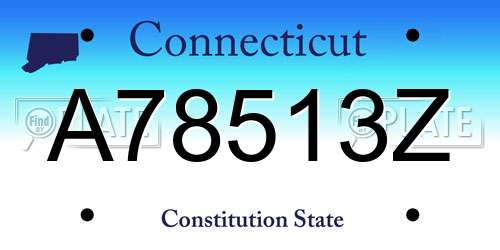 A78513Z Connecticut License Plate
