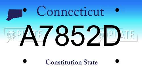 A7852D Connecticut License Plate