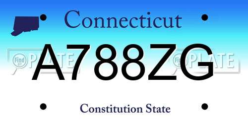 A788ZG Connecticut License Plate