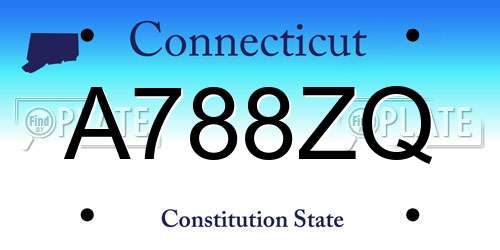 A788ZQ Connecticut License Plate