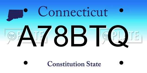 A78BTQ Connecticut License Plate