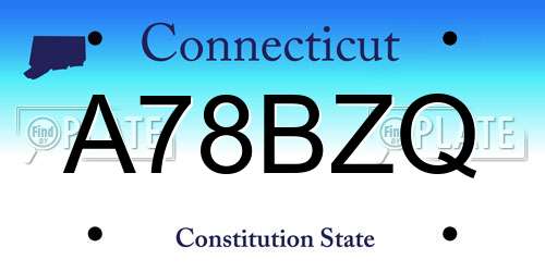 A78BZQ Connecticut License Plate