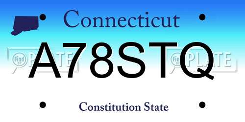 A78STQ Connecticut License Plate