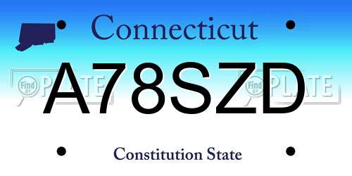 A78SZD Connecticut License Plate