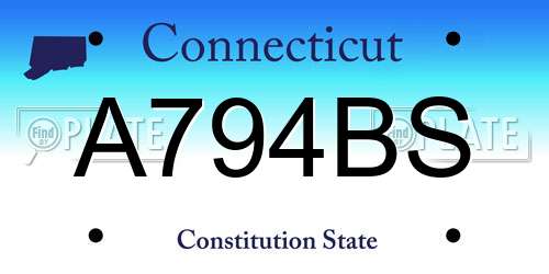 A794BS Connecticut License Plate