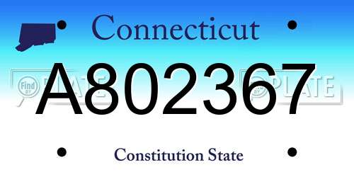 A802367 Connecticut License Plate