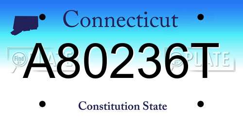 A80236T Connecticut License Plate