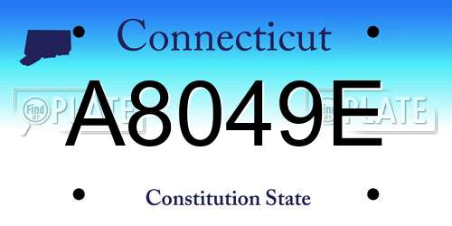 A8049E Connecticut License Plate