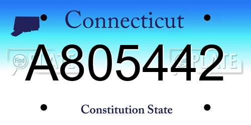 A805442 Connecticut License Plate