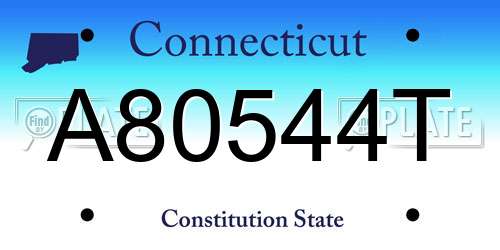 A80544T Connecticut License Plate