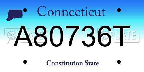 A80736T Connecticut License Plate