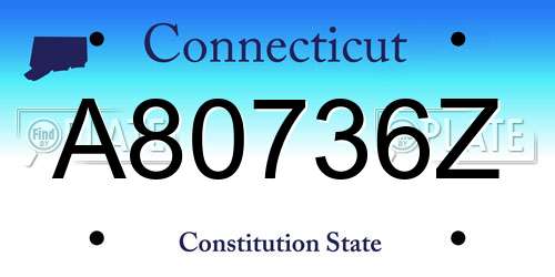 A80736Z Connecticut License Plate