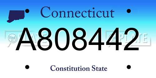 A808442 Connecticut License Plate
