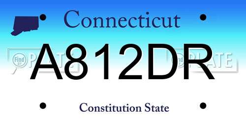 A812DR Connecticut License Plate