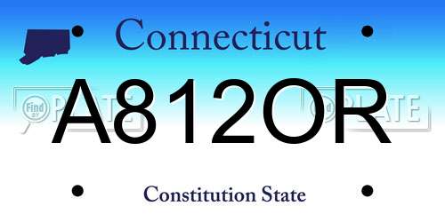 A812OR Connecticut License Plate