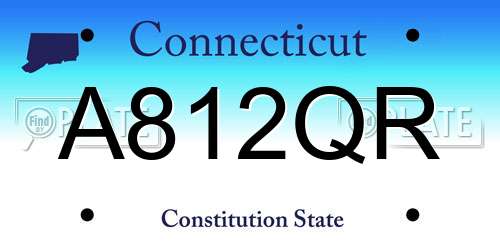 A812QR Connecticut License Plate