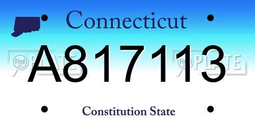 A817113 Connecticut License Plate