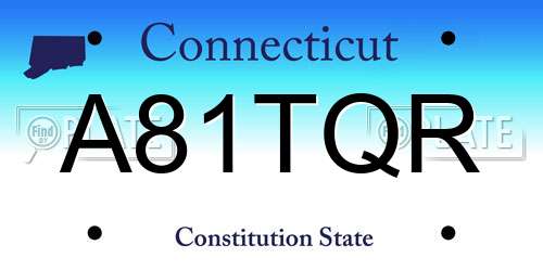 A81TQR Connecticut License Plate