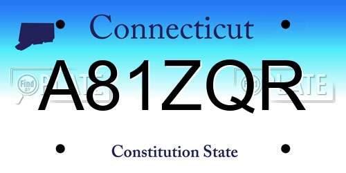 A81ZQR Connecticut License Plate