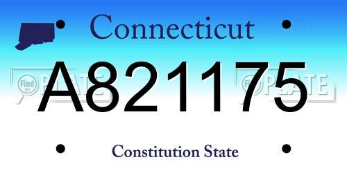 A821175 Connecticut License Plate