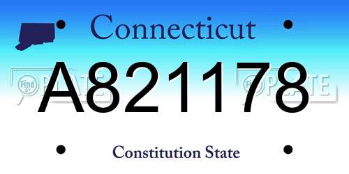 A821178 Connecticut License Plate