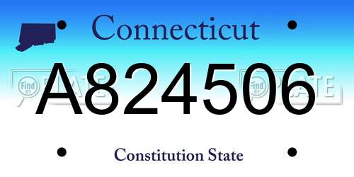 A824506 Connecticut License Plate