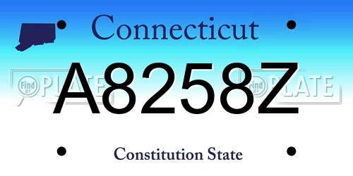 A8258Z Connecticut License Plate
