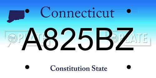A825BZ Connecticut License Plate